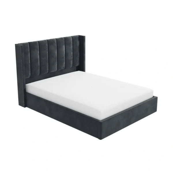 Velvet Winged Headboard Bed