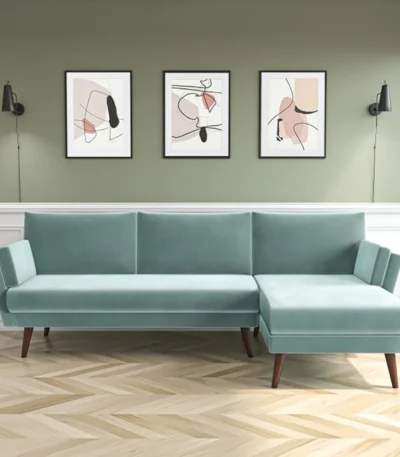 Mint-Green-Velvet-L-Shaped-Sofa